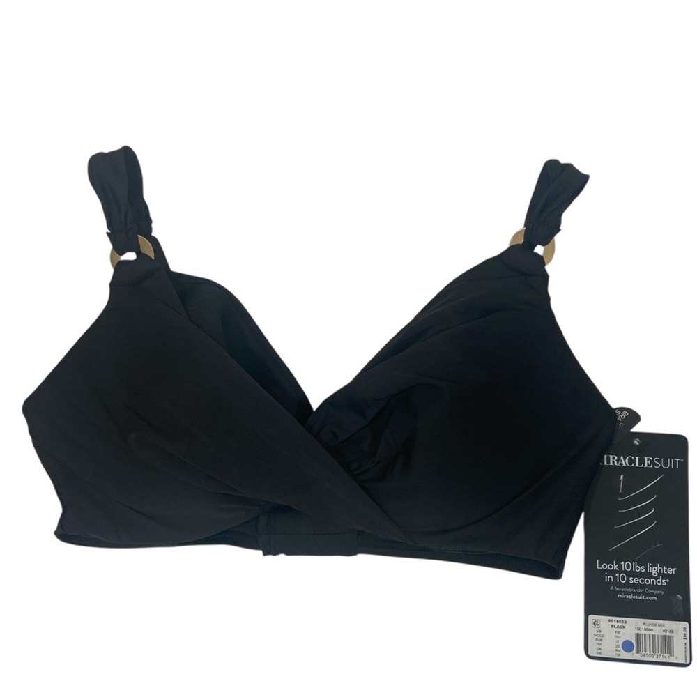Miraclesuit $96 NWT Solid Plunge Bra Underwire Swim Top 34DDD - Picture 2 of 4
